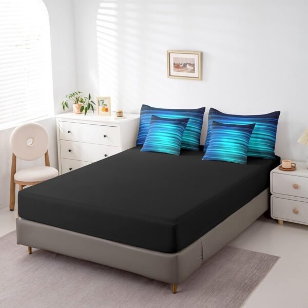 Ombre Blue Black Bedding Set