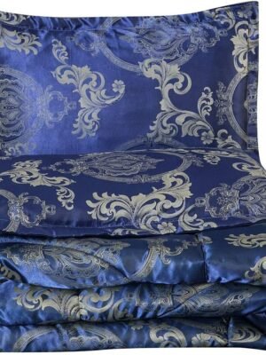 Satin Jacquard Comforter Set (Royal Blue)