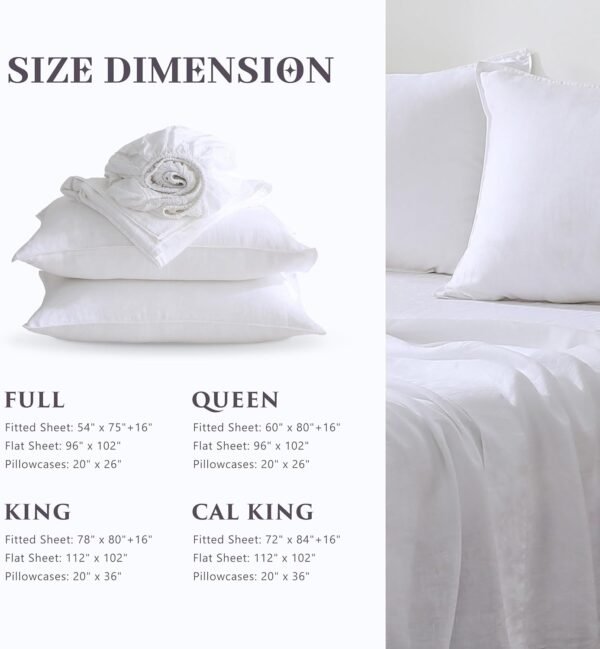 100% French Linen Sheet Set – Queen Size, 4-Piece (White)