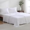 100% French Linen Sheet Set – Queen Size, 4-Piece (White)