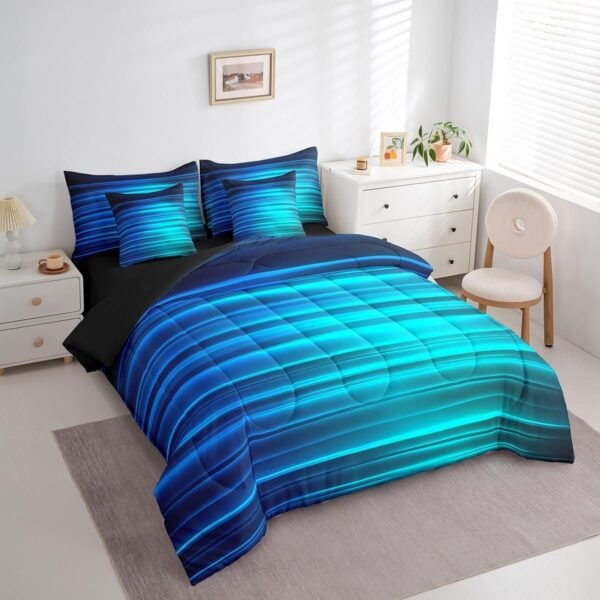 Ombre Blue Black Bedding Set