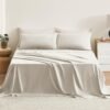 100% Pure French Linen Sheet Set – Queen Size, Natural Comfort All Year Round