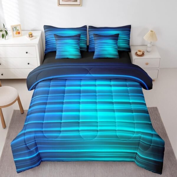 Ombre Blue Black Bedding Set