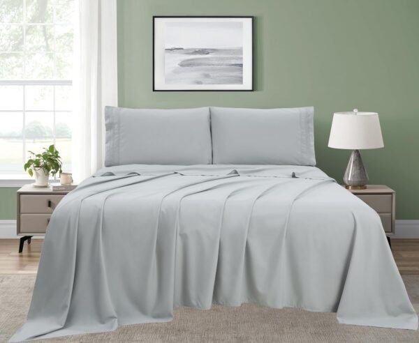 4-Piece Microfiber Sheet Set (Gray, Queen)