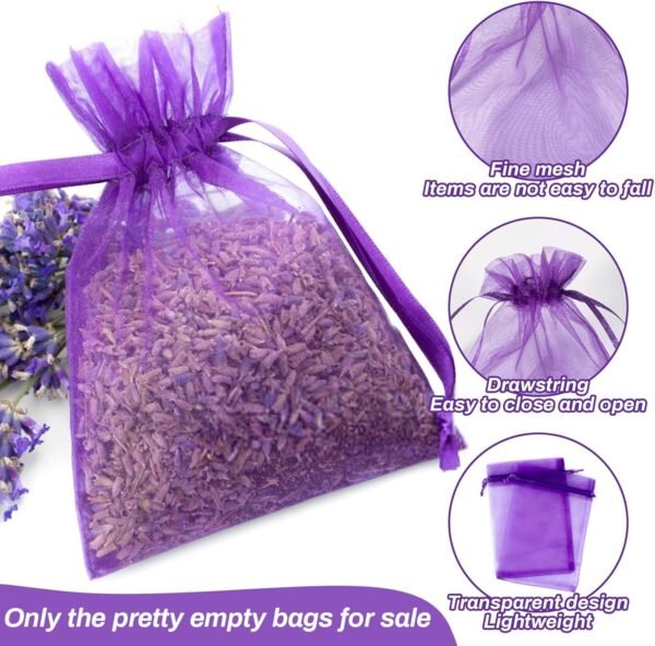 Lavender Organza Sachet Bags – 50-Pack