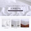 100% French Linen Sheet Set – Queen Size, 4-Piece (White)